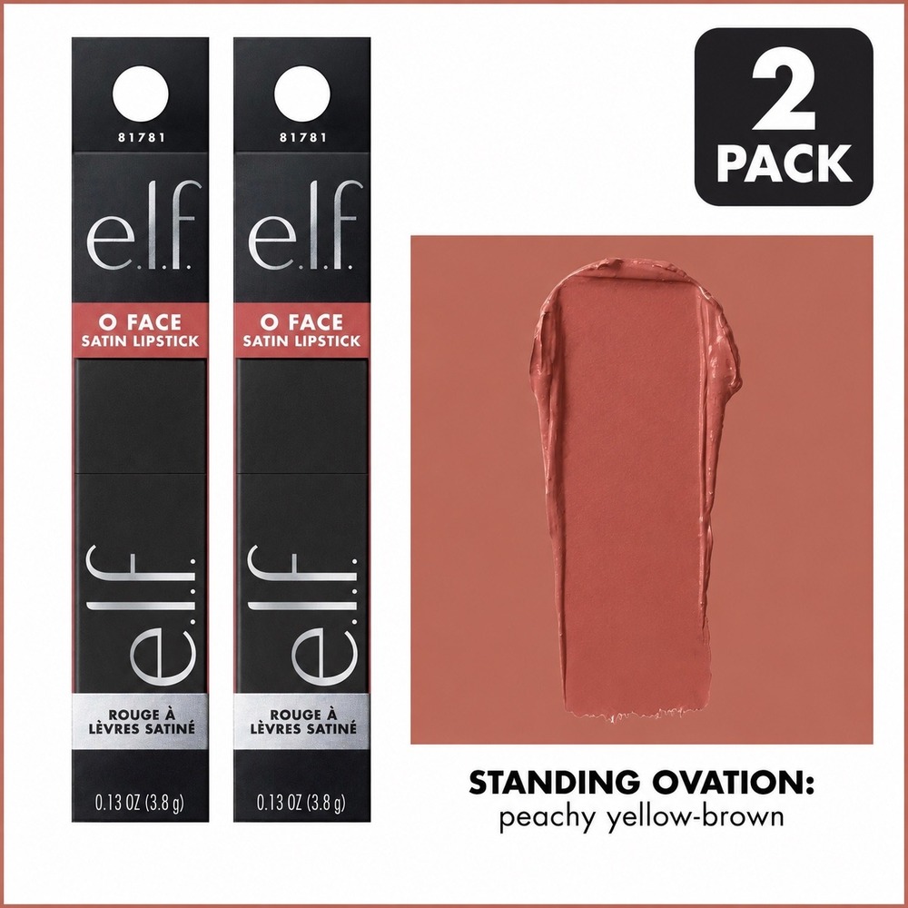 ELF O Face‎ Satin Lipstick 2 Pack Standing Ovation Peachy Yellow Brown 81781 New